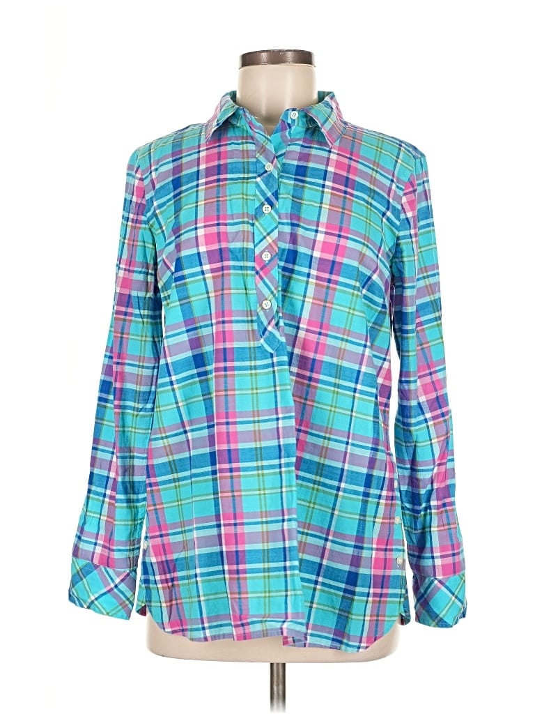 Pre-owned Talbots Long Sleeve Button Down Shirt In Blue