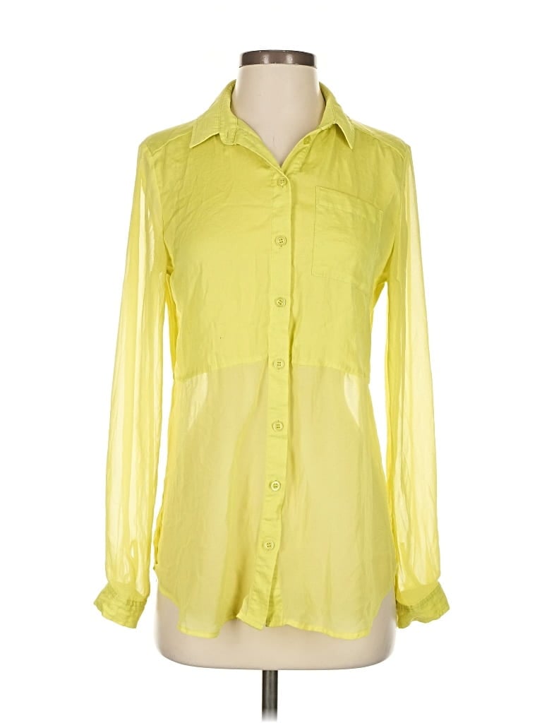 Pre-owned Free People Long Sleeve Blouse In Yellow