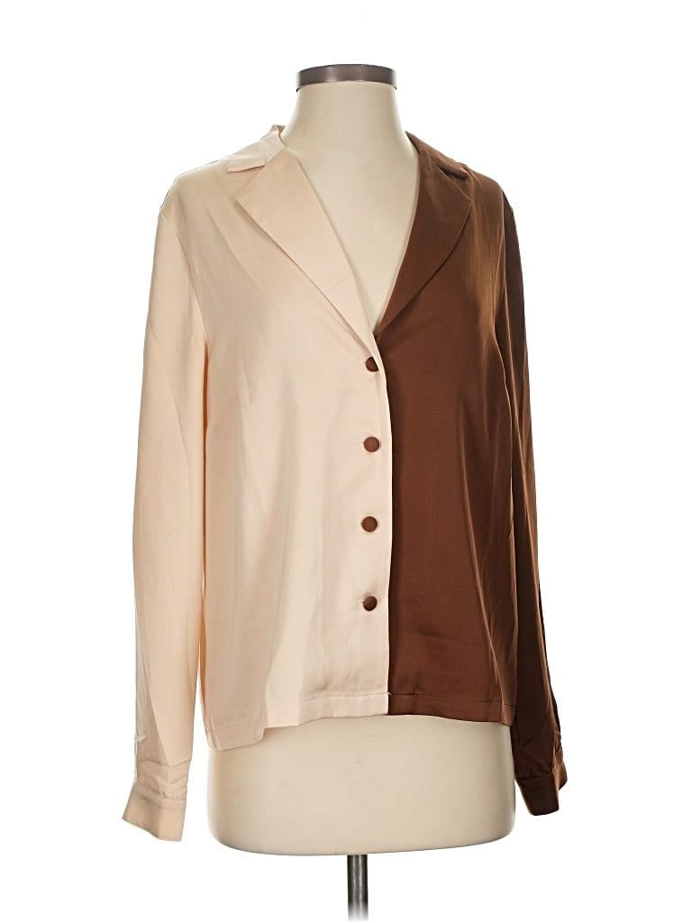 Pre-owned Nasty Gal Inc. Long Sleeve Blouse In Brown