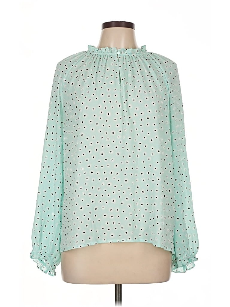 Pre-owned Cece Long Sleeve Blouse In Green