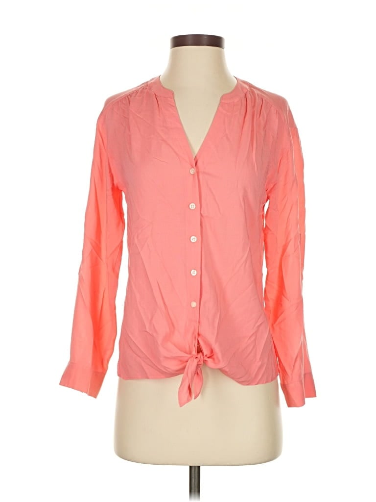 Pre-owned Ann Taylor 3/4 Sleeve Blouse In Orange