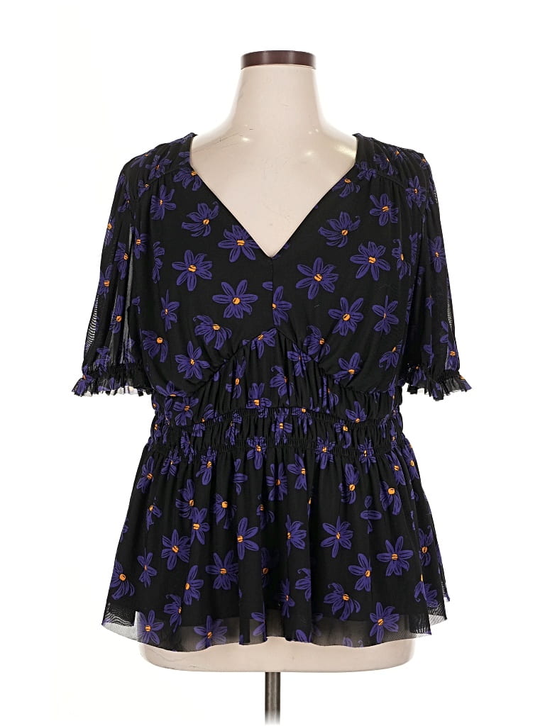 Pre-owned Ava & Viv Short Sleeve Blouse In Purple