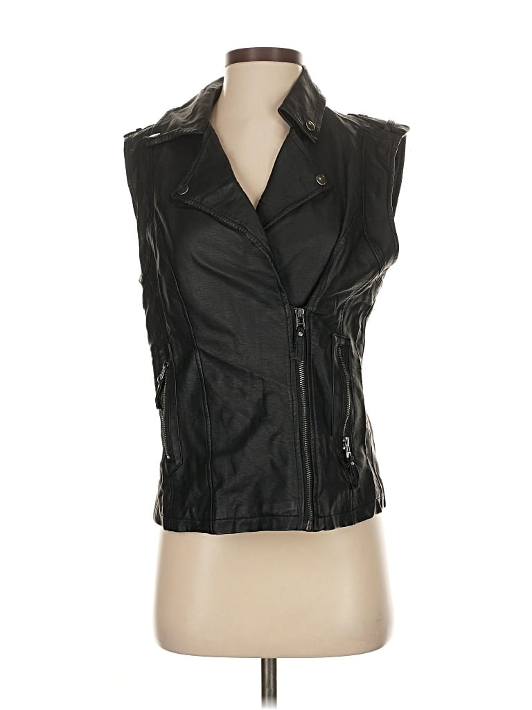 Pre-owned Max Studio Faux Leather Jacket In Black