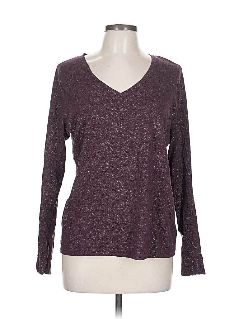 Pre-owned Sonoma Goods For Life Long Sleeve Top Purple V Neck Tops