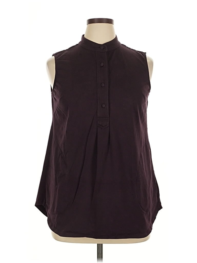 Pre-owned Zapelle Sleeveless Button Down Shirt In Burgundy
