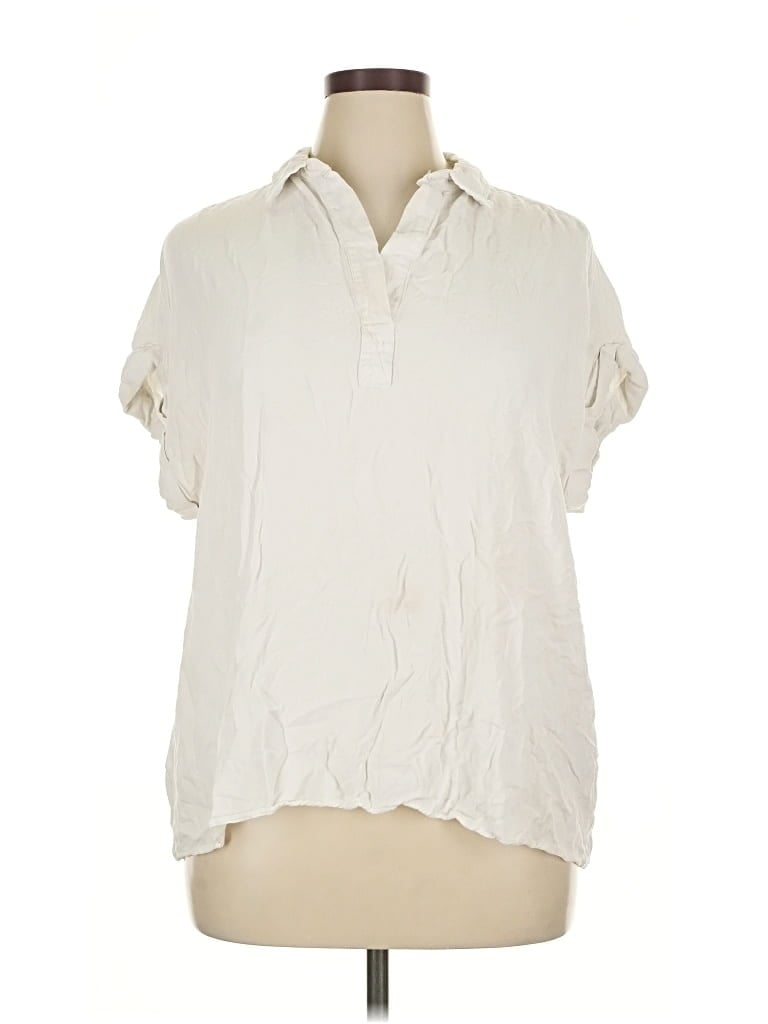 Pre-owned Jane And Delancey Short Sleeve Blouse In White