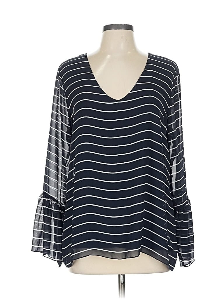 Pre-owned Banana Republic Long Sleeve Blouse In Blue