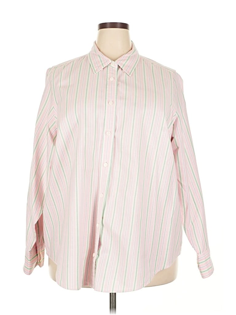 Pre-owned Lands' End Long Sleeve Button Down Shirt In Pink
