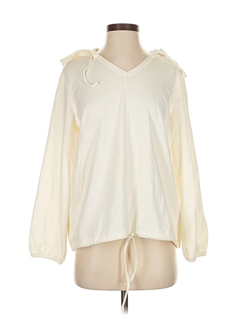 Pre-owned Belle By Kim Gravel Sweatshirt In White