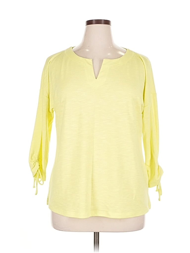 Pre-owned T By Talbots 3/4 Sleeve T-shirt In Yellow