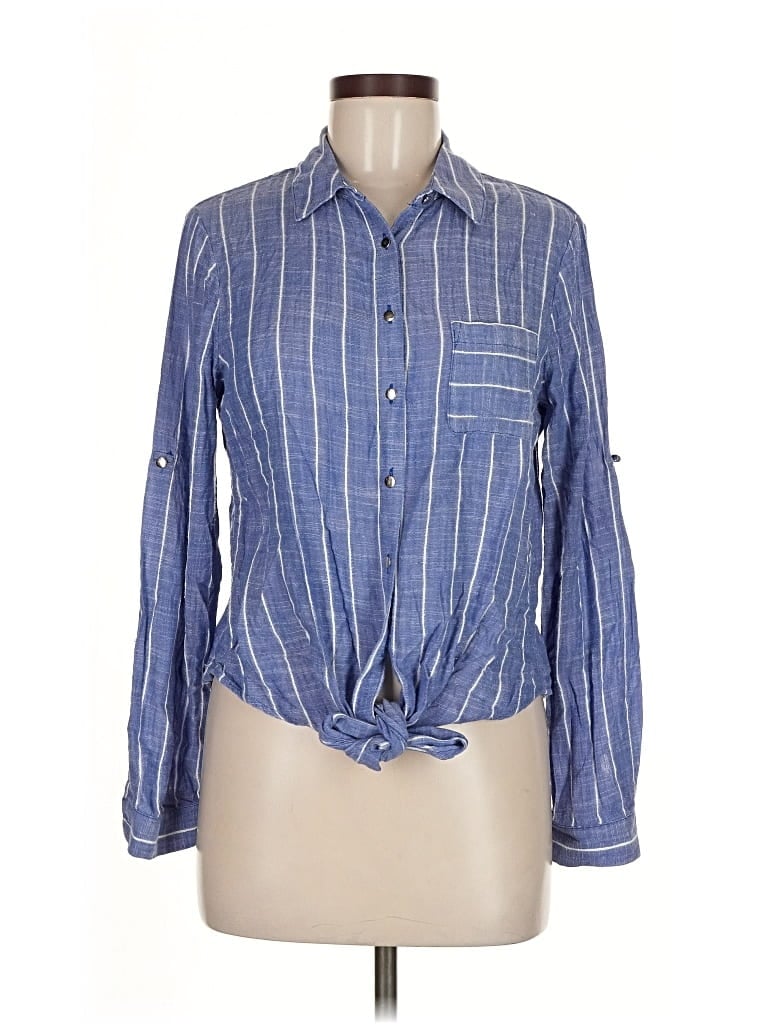Pre-owned Ivanka Trump Long Sleeve Button Down Shirt In Blue
