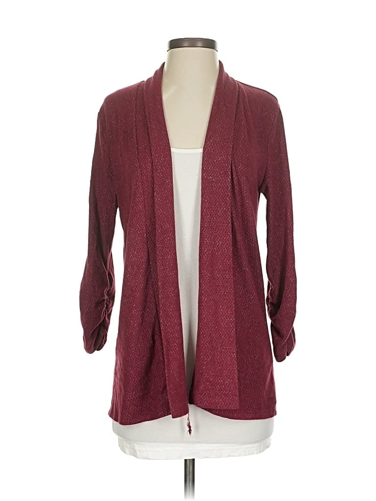 Pre-owned Bobeau Cardigan Sweater In Burgundy