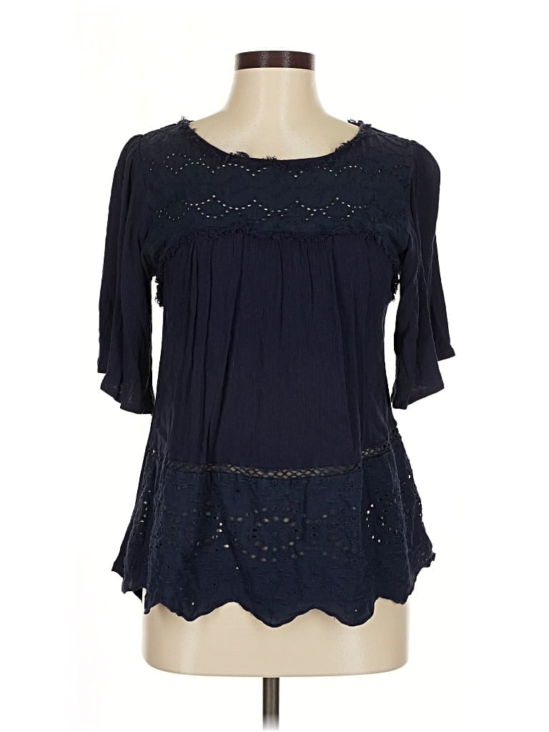 Pre-owned Knox Rose Short Sleeve Blouse In Blue