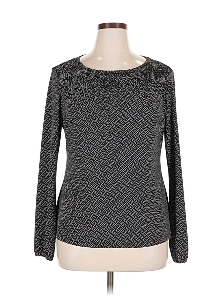 Pre-owned Worthington Long Sleeve Top Gray Boatneck Tops