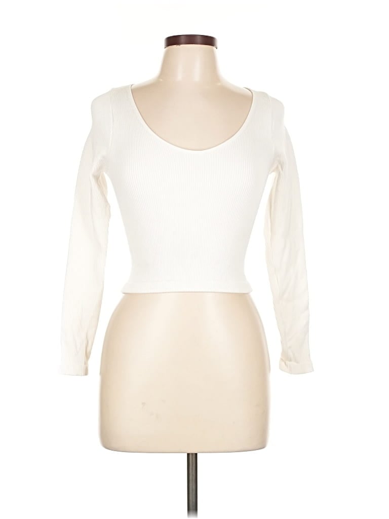 Pre-owned Vitality Long Sleeve Top Ivory Scoop Neck Tops In White
