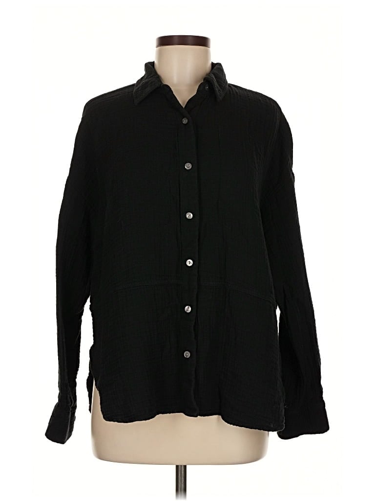 Pre-owned Lou & Grey Long Sleeve Button Down Shirt In Black