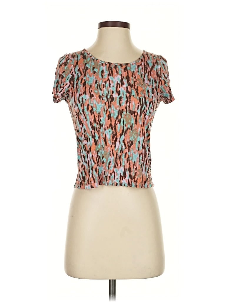 Pre-owned Sparkle & Fade Short Sleeve Top Orange Sweetheart Neckline Tops