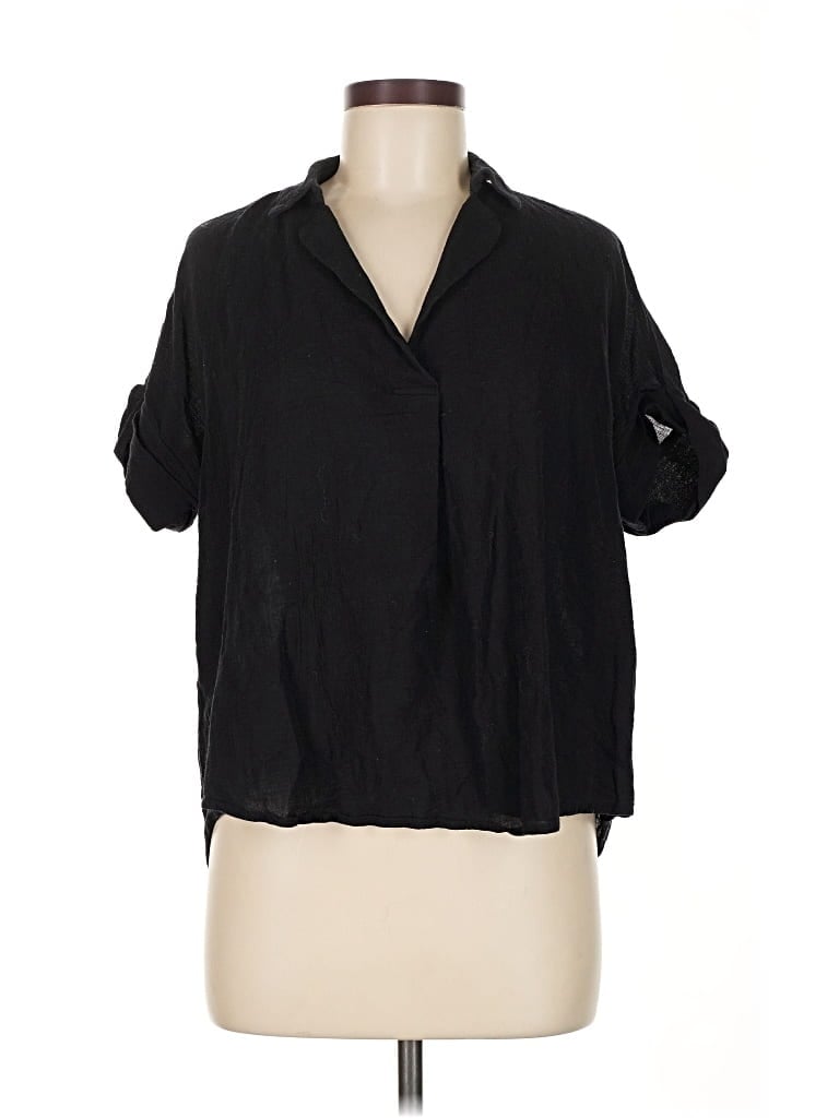 Pre-owned Hyfve Short Sleeve Blouse In Black