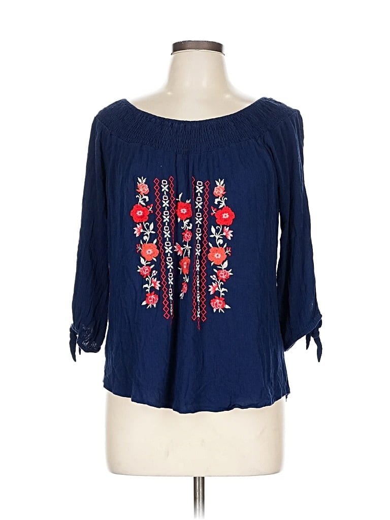 Pre-owned Westport 3/4 Sleeve Blouse In Blue