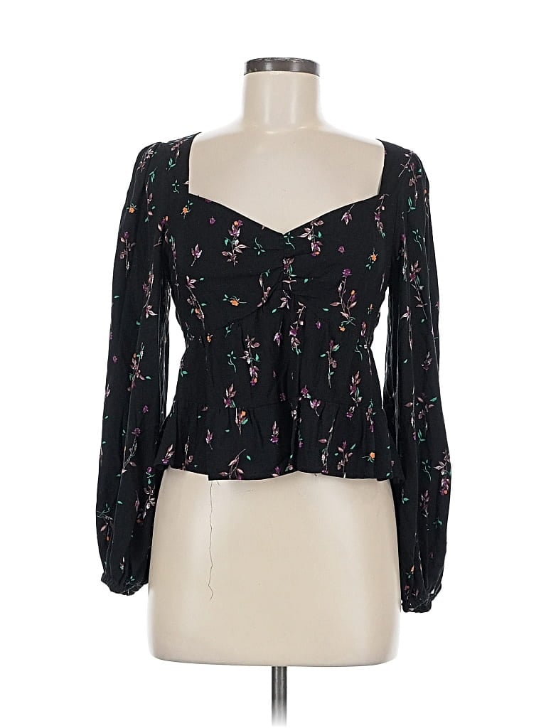 Pre-owned Afrm Long Sleeve Blouse In Black