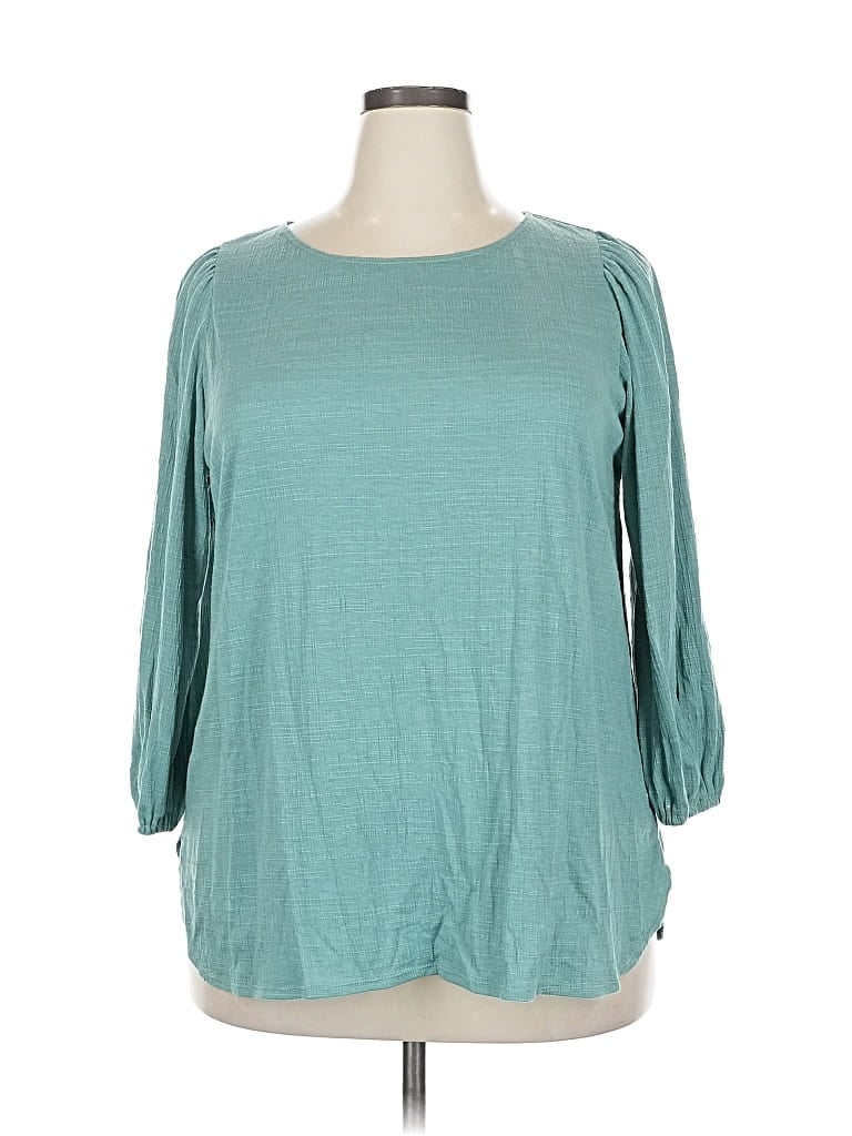 Pre-owned Max Studio 3/4 Sleeve Top Teal Boatneck Tops In Blue