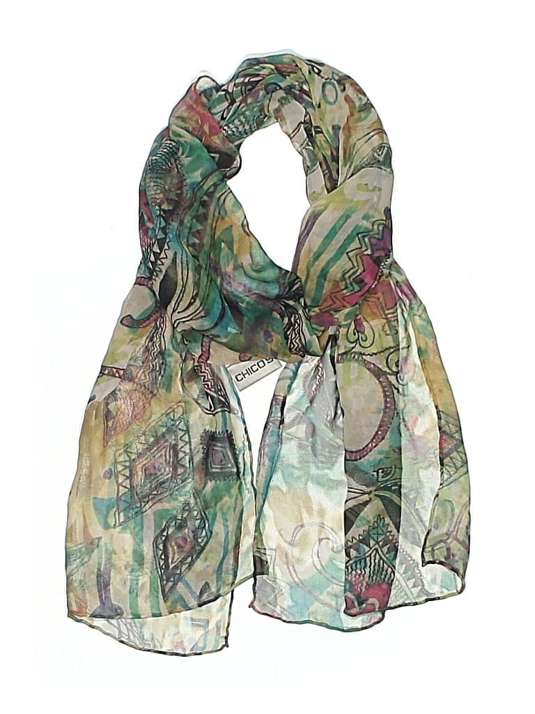 Pre-owned Chico's Silk Scarf In Green