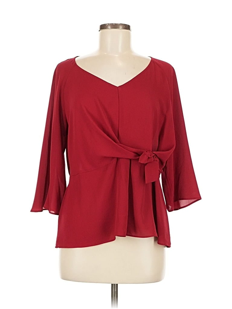 Pre-owned Jennifer Lopez 3/4 Sleeve Blouse In Burgundy