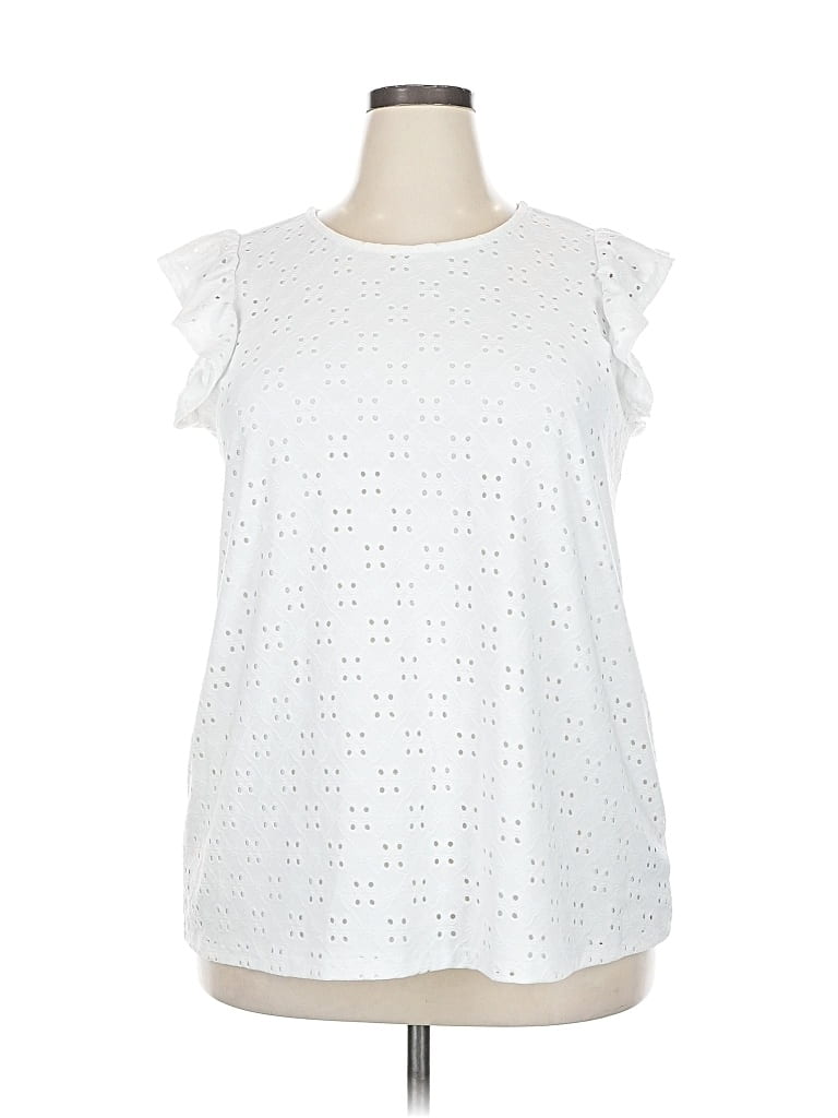 Pre-owned Torrid Short Sleeve Top White Keyhole Neckline Tops