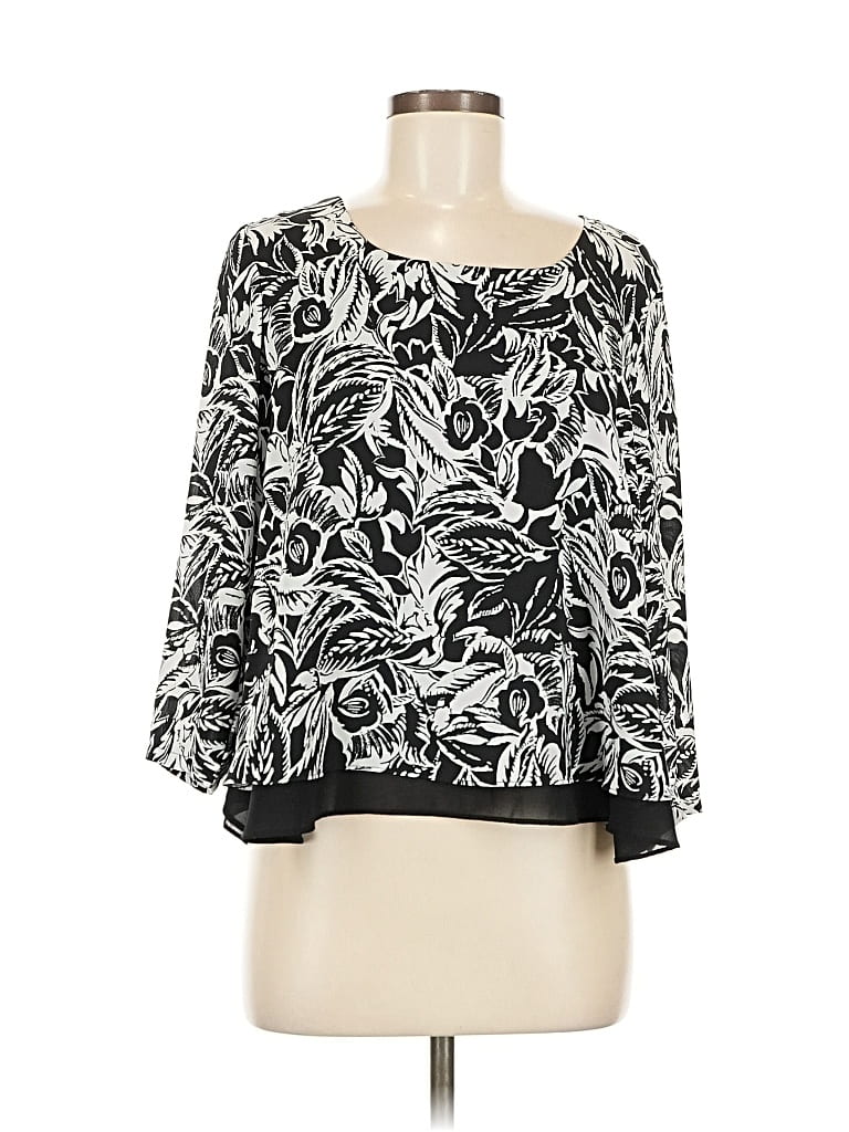 Pre-owned Unbranded 3/4 Sleeve Blouse In Black