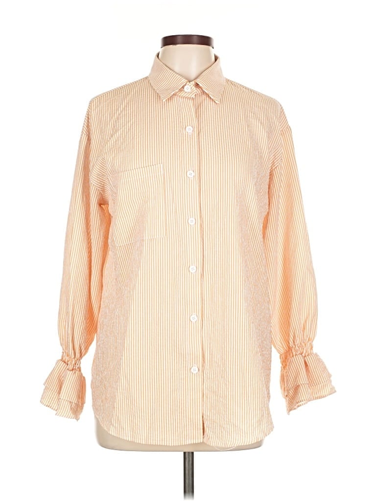 Pre-owned Unbranded Long Sleeve Blouse In Orange