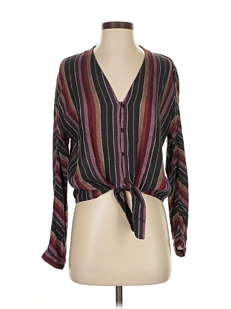 Pre-owned Rails 3/4 Sleeve Blouse In Burgundy