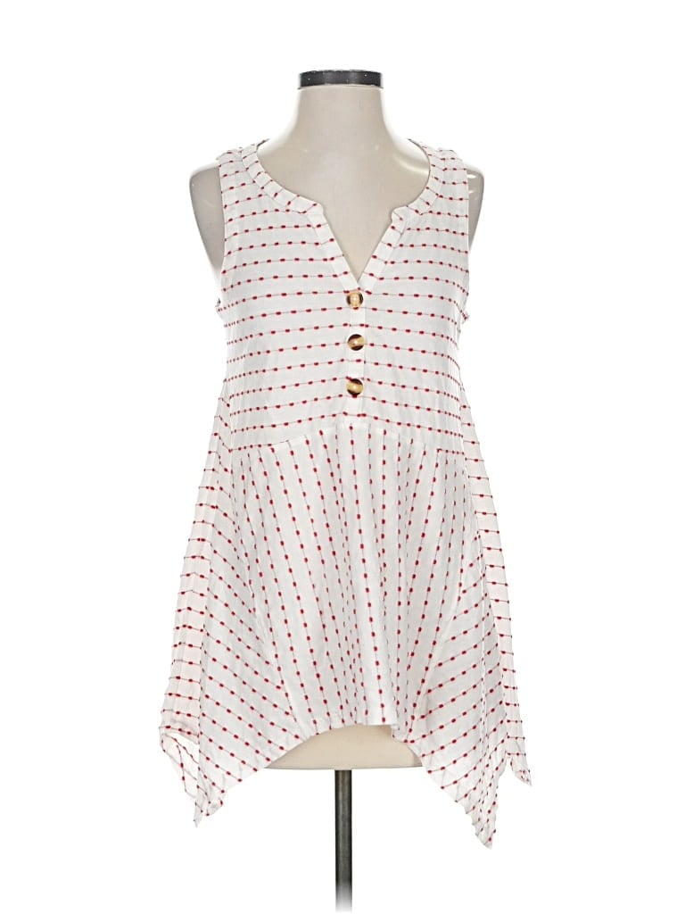 Pre-owned New Directions Sleeveless Button Down Shirt In White