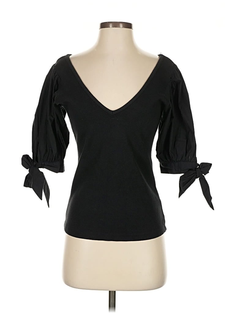 Pre-owned Maeve By Anthropologie 3/4 Sleeve T-shirt In Black