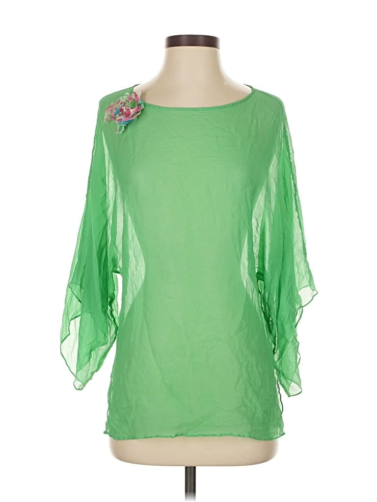 Pre-owned Diane Von Furstenberg 3/4 Sleeve Blouse In Green