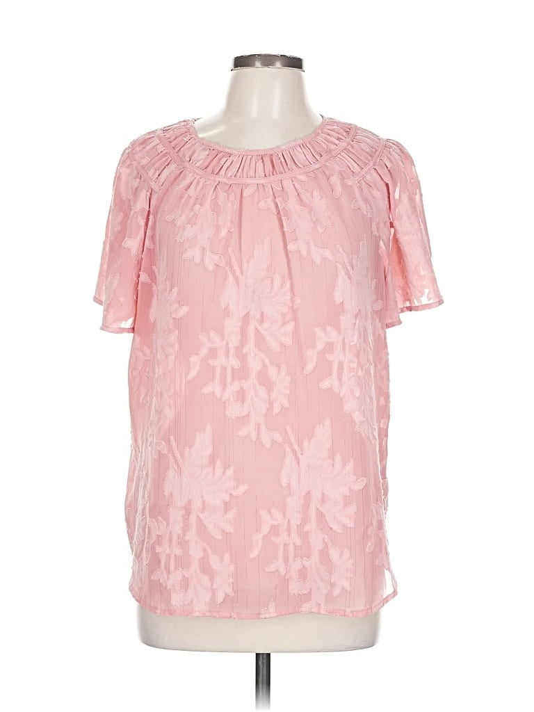 Pre-owned Liz Claiborne Short Sleeve Blouse In Pink