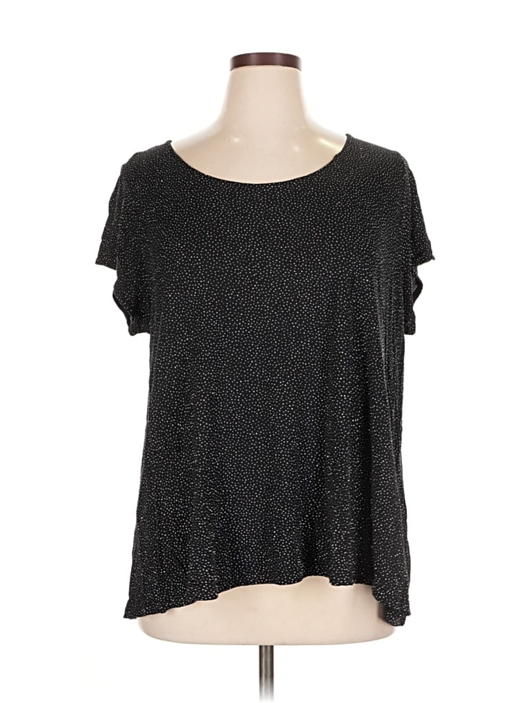 Pre-owned Jennifer Lopez Short Sleeve Top Black Scoop Neck Tops