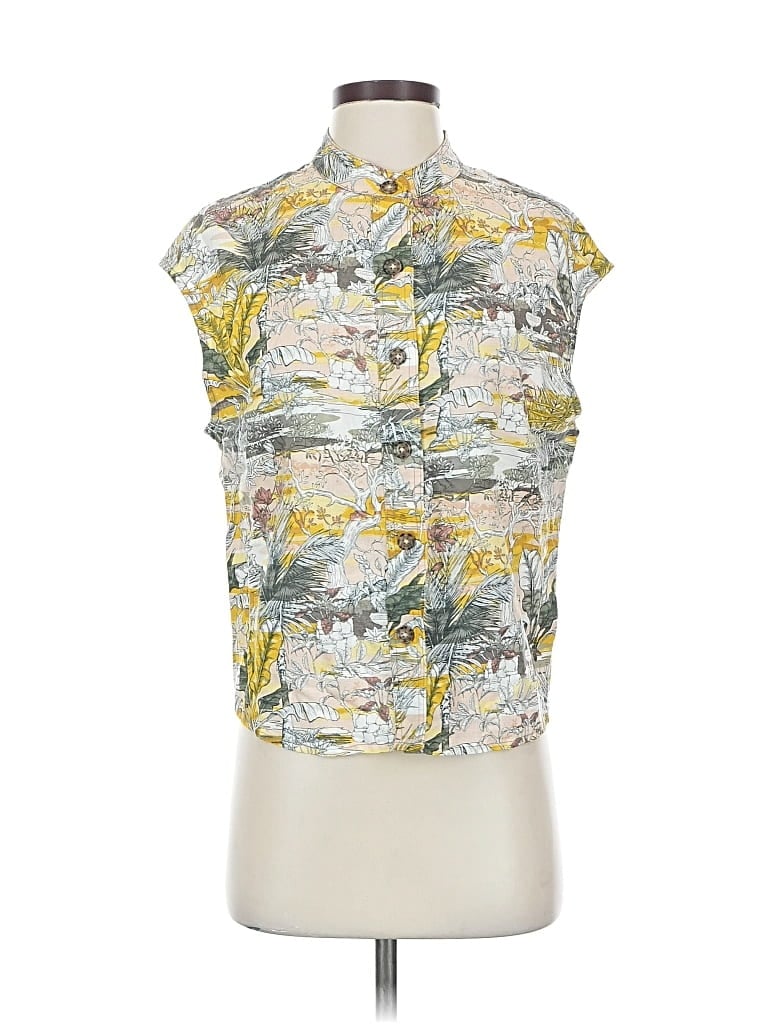 Pre-owned C&c California Sleeveless Button Down Shirt In Yellow