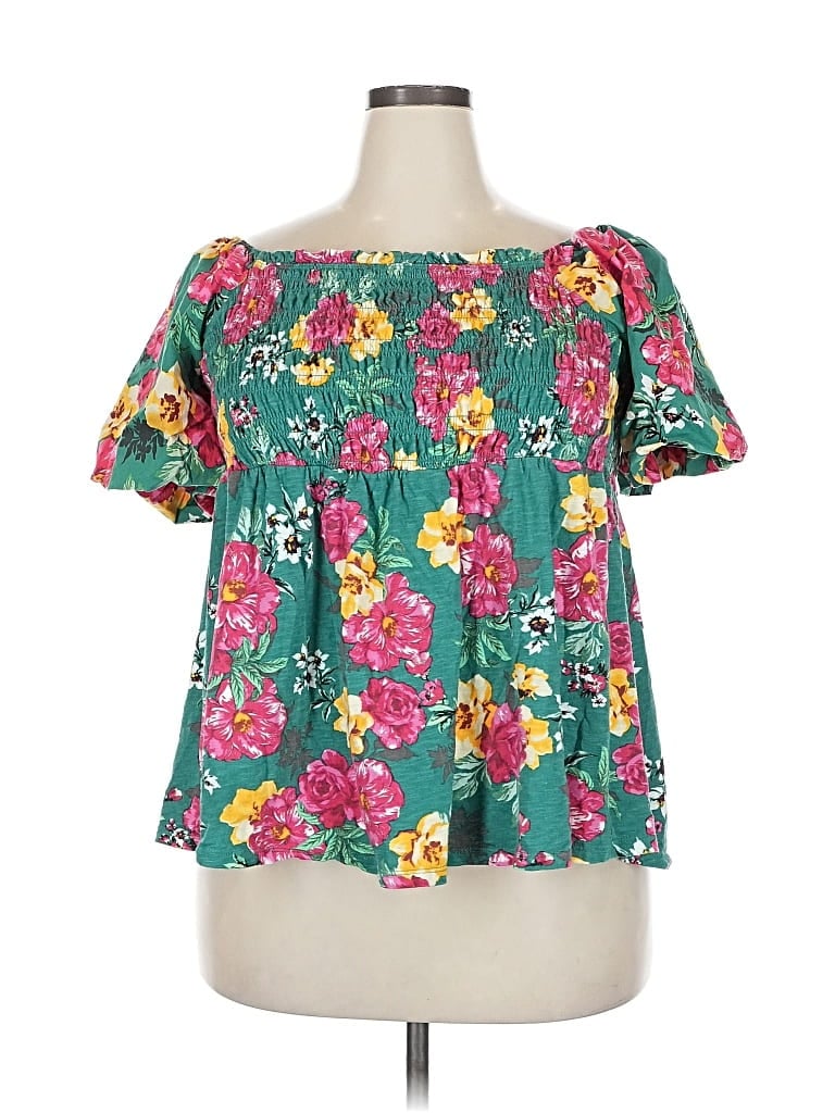 Pre-owned Torrid Short Sleeve Blouse In Blue