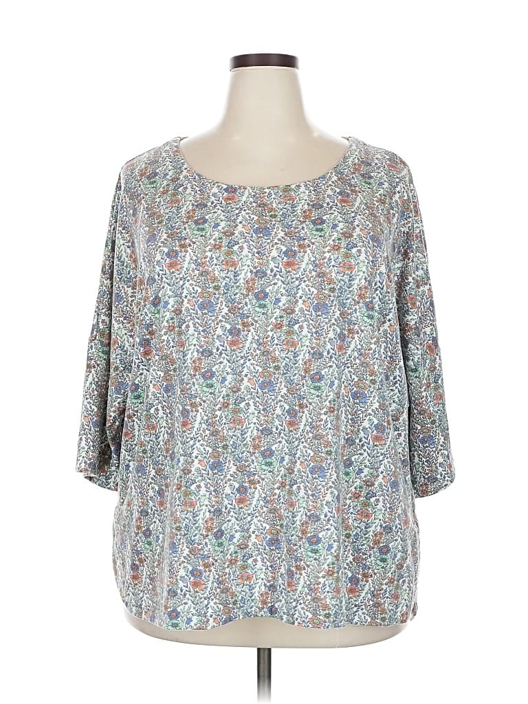 Pre-owned Rose + Olive 3/4 Sleeve T-shirt In Silver