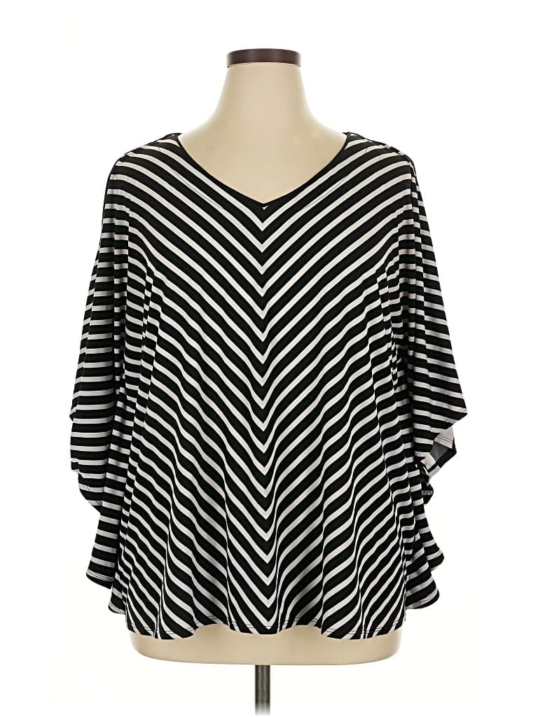 Pre-owned Susan Graver 3/4 Sleeve T-shirt In Black