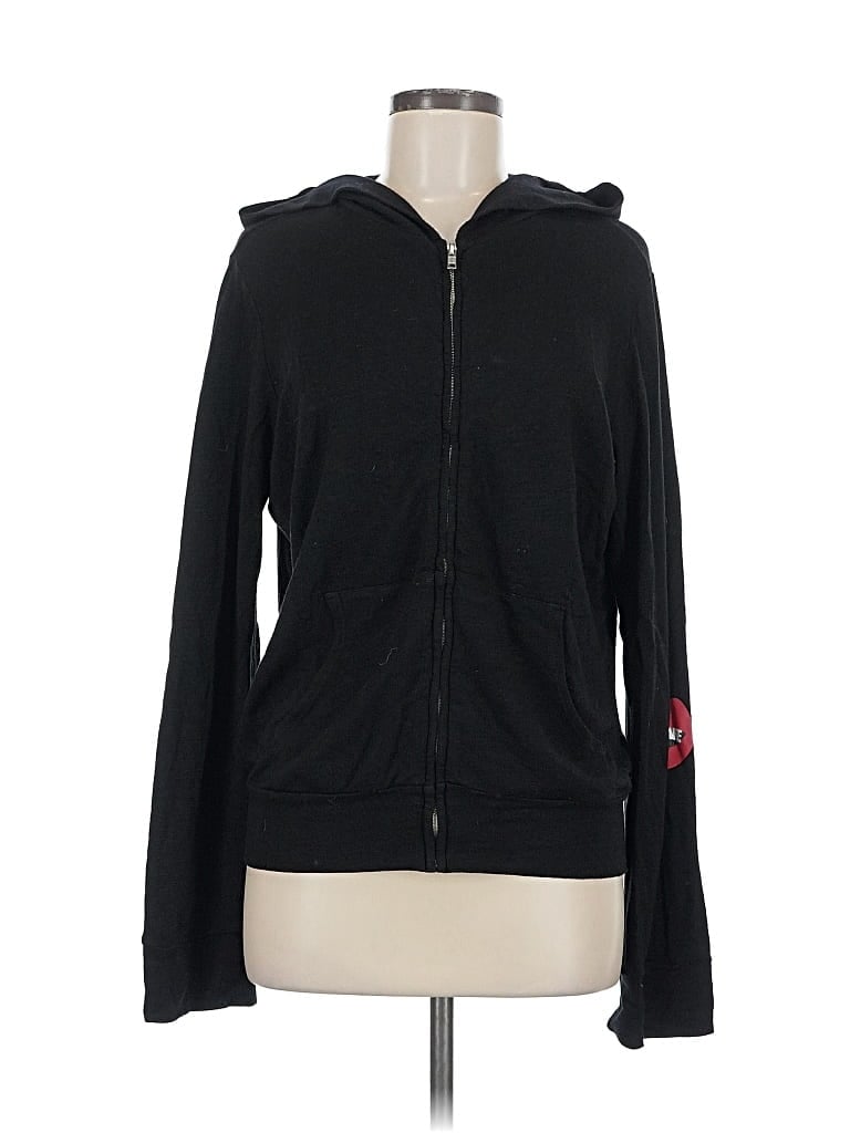 Pre-owned Monrow Zip Up Hoodie In Black