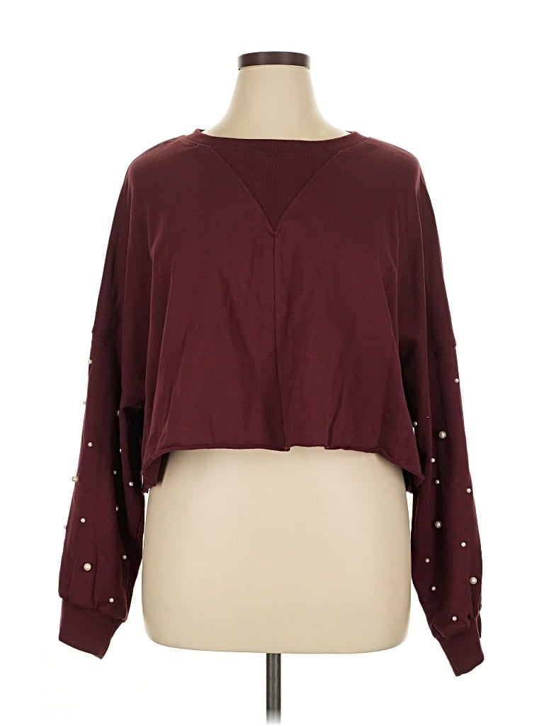 Pre-owned Impressions Cardigan Sweater In Burgundy