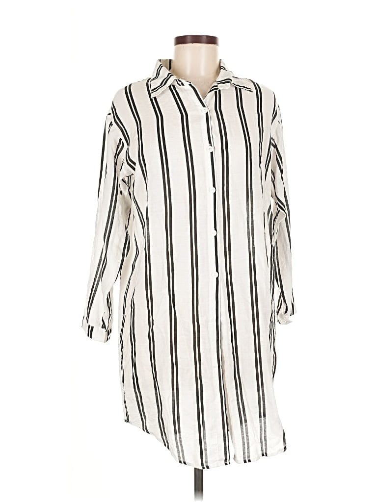 Pre-owned Assorted Brands 3/4 Sleeve Button Down Shirt In White