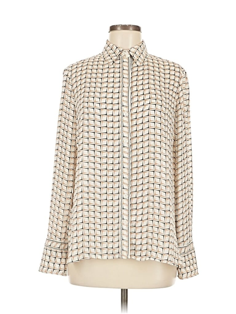 Pre-owned Max Studio Long Sleeve Blouse In White