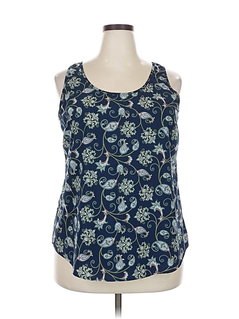 Pre-owned Time And Tru Sleeveless Blouse In Blue