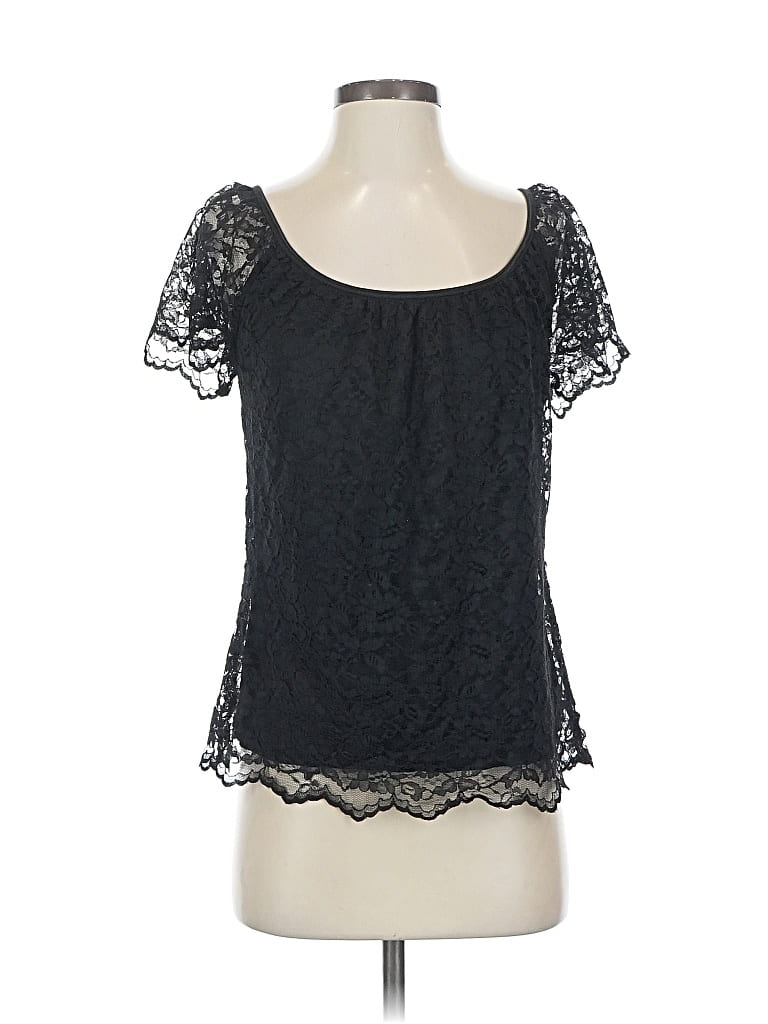Pre-owned Frederick's Of Hollywood Short Sleeve Top Black Sweetheart Neckline Tops