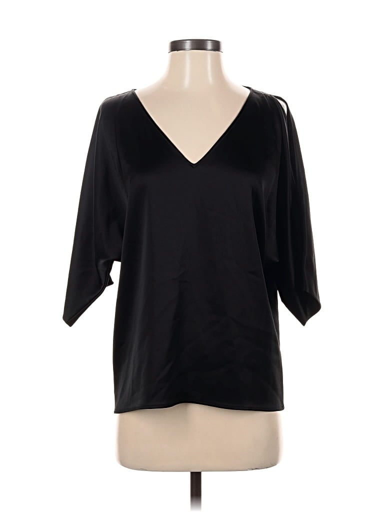 Pre-owned St John 3/4 Sleeve Top Black V Neck Tops