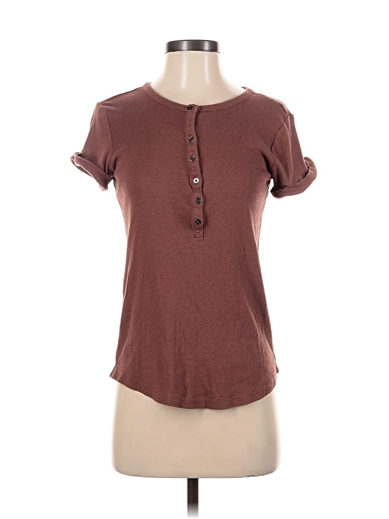 Pre-owned Maurices Short Sleeve Henley Shirt In Brown