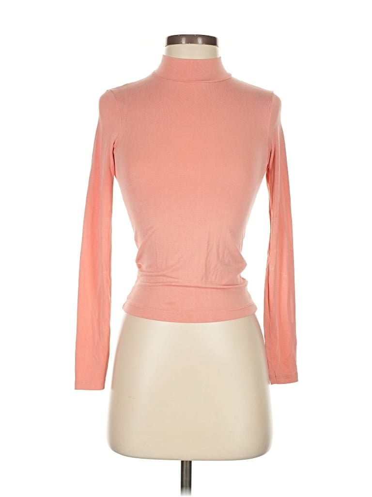Pre-owned American Apparel Long Sleeve Turtleneck In Pink