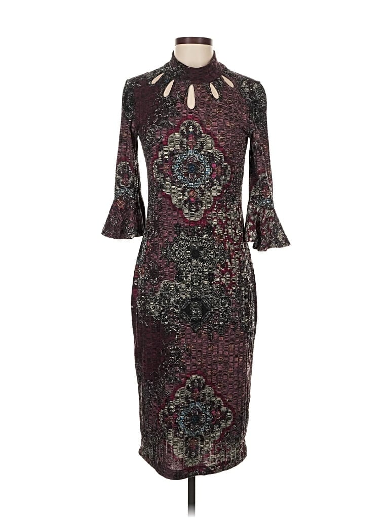 Pre-owned Julian Taylor Cocktail Dress In Burgundy